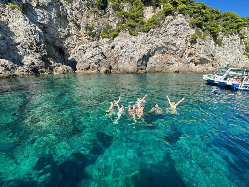 Blue Cave-Green caves-Lopud Sandy beach - tour with drink - Your route at a glance: Blue Cave, Green caves, and Lopud