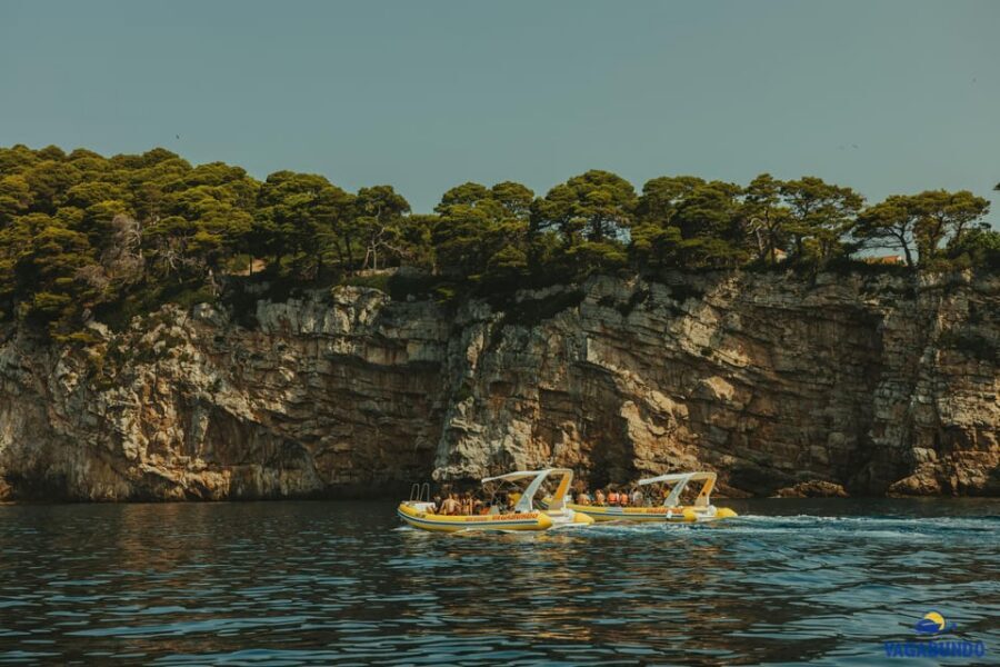 Dubrovnik: Blue Cave Afternoon Speedboat Tour with Drinks - The Three Green Caves on Koločep: fun, but know the swim demands