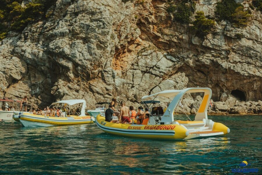 Dubrovnik: Blue Cave Afternoon Speedboat Tour with Drinks - Sunj Beach on Lopud: sand time, shallow water, and a snack break