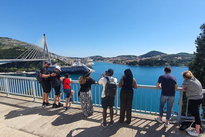 Dubrovnik City Tour: Panorama Drive & Sightseeing Walk - Most Dr. Franja Tudman viewpoint: port, islands, cliffs, and the “real” Dubrovnik