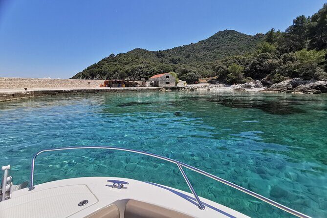 Rent a luxury speed boat for great fun on this Elaphiti Islands tour - Stop 1: Lopud for sandy beaches, botanical history, and sunset romance
